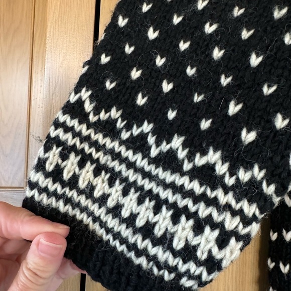 Vintage Motif Hand Knit Wool Nepal Zip Front Cardigan / Sweater / Jacket / small - Picture 5 of 9